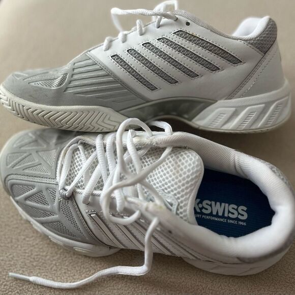 K-Swiss white/grey tennis shoes, preowned but great condition, light, comfy, 7 - Picture 11 of 14